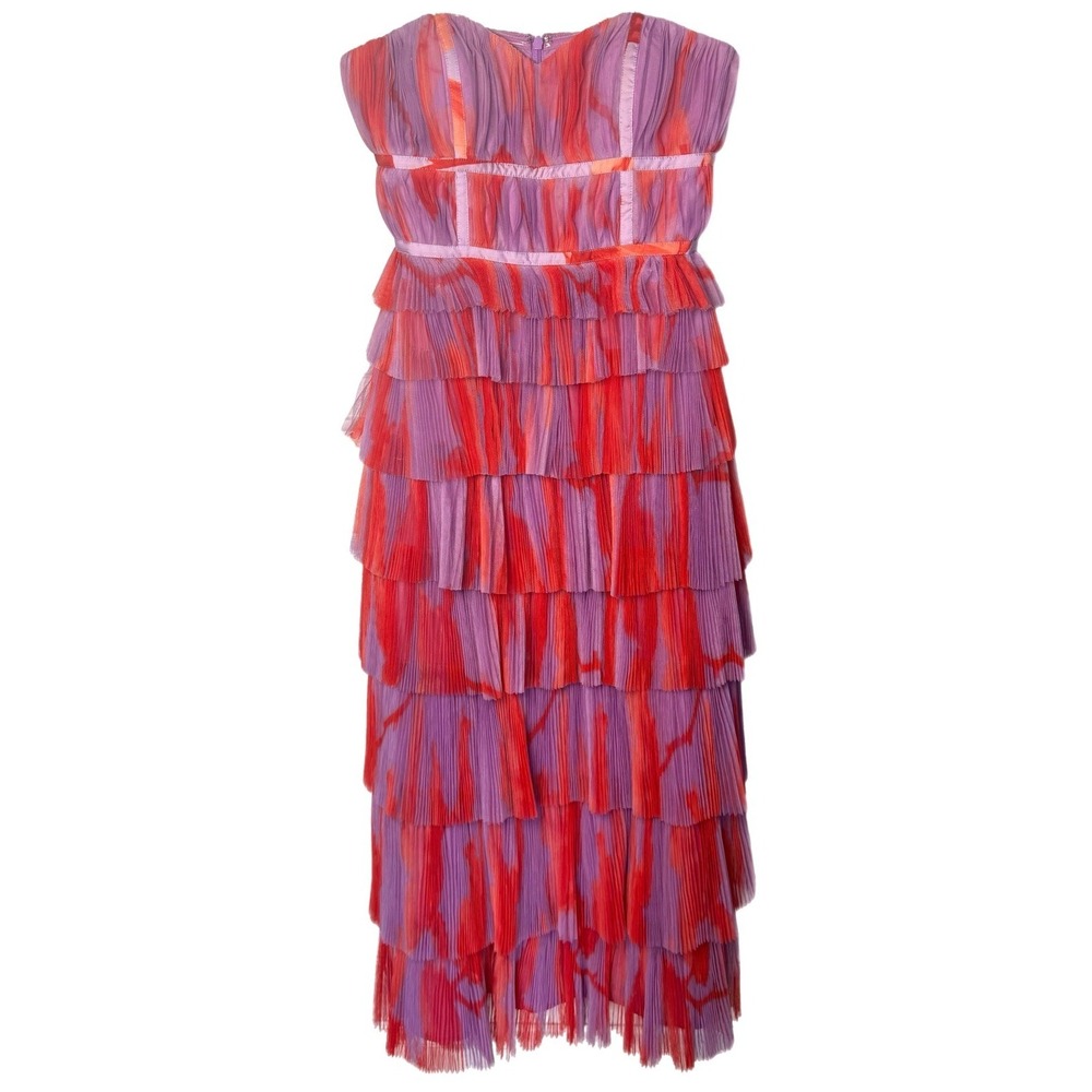 Hutch Maxi Dress Strapless Tiered‎ Tulle Size 8 Anthropologie Ruffle Gown Womens